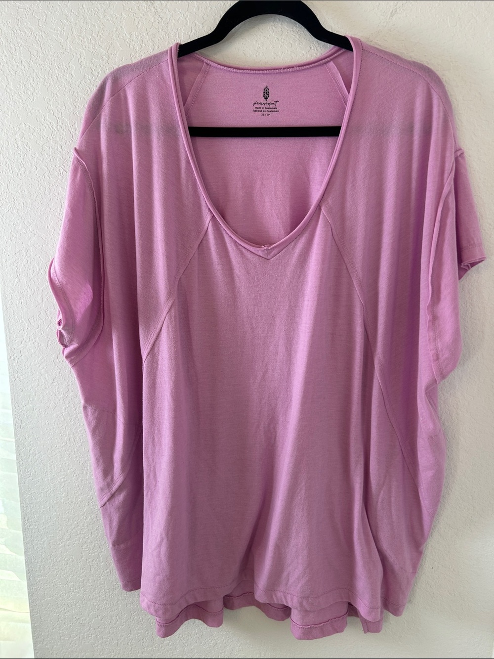 Free people movement Light Pink Women's V-Neck Relaxed oversized Top yoga XS